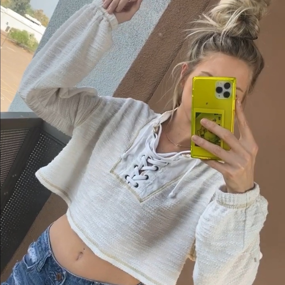 Urban outfitters sweater crop top w laceup front